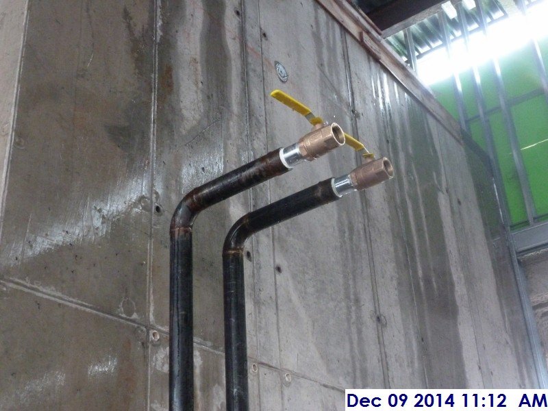Installed temporary pipe valve at the 4th floor Facing West